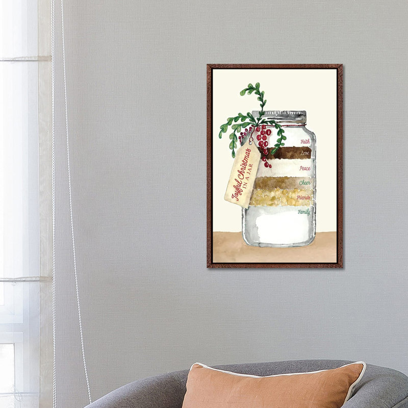 Recipe For A Joyful Christmas In A Jar 1 Piece Wall Art on Canvas, 66.04 cm H x 45.72 cm W, Classic Wood Framed