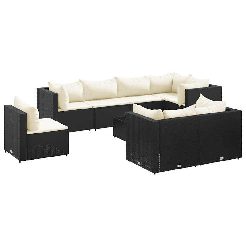 Ensemble de patio 8 pièces avec coussins en polyester brun Latitude Run®, Blanc, crème