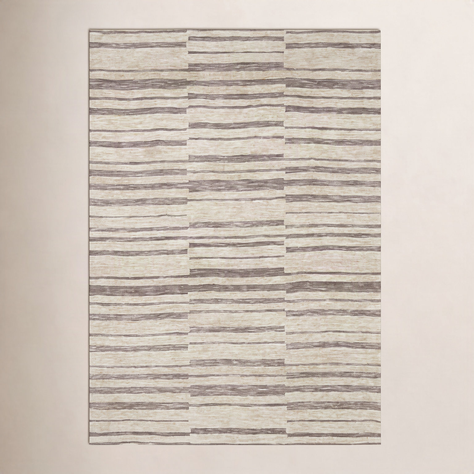 Gertie Natural Taupe Striped Rug, Rectangle 2'3" x 3'9"