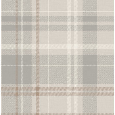 Papier peint à carreaux gris clair Hester
