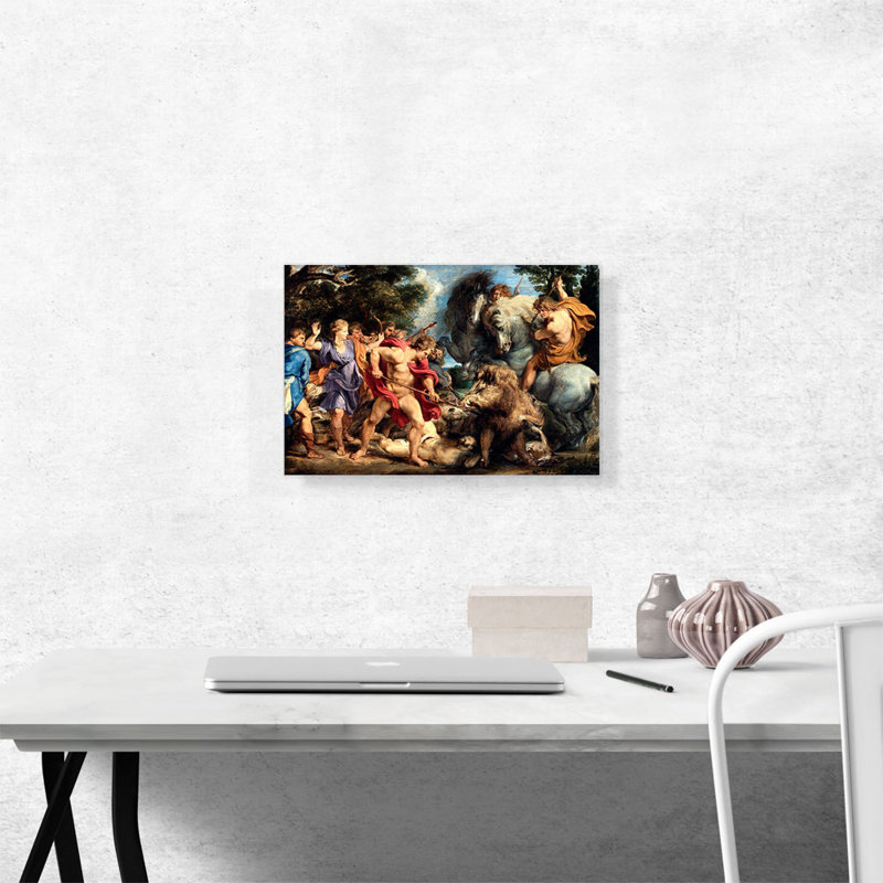 «The Calydonian Boar Hunt» par Peter Paul Rubens, reproduction d'art sur toile tendue, H 12 po x l 18 po x P 0,75 po