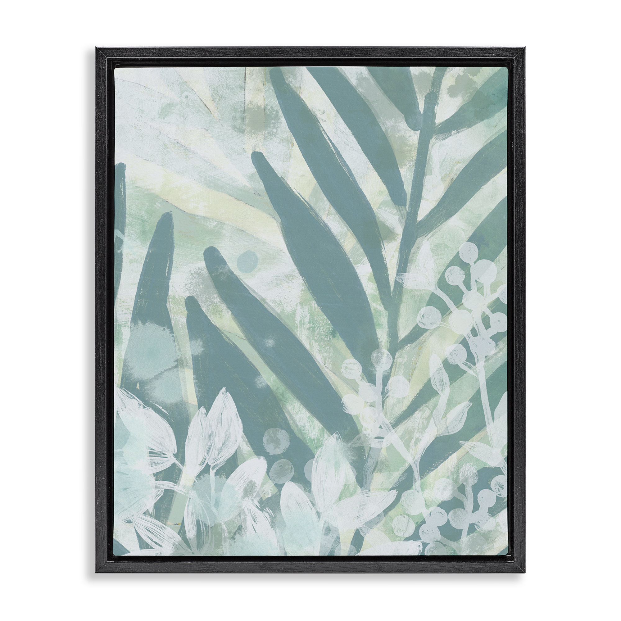 Lark Manor Modern Splatter Palms Grey Framed Floater Canvas Wall Art by ...