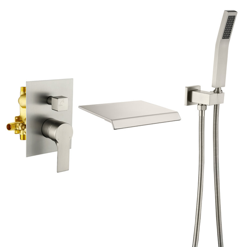 1 Handle Wall Waterfall Faucet with Diverter, Brushed Nickel