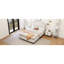Lit très grand sans sommier avec tête de lit - Velours huilé - Tissu revêtu de tissu blanc retenant la forme-73391334-73391332