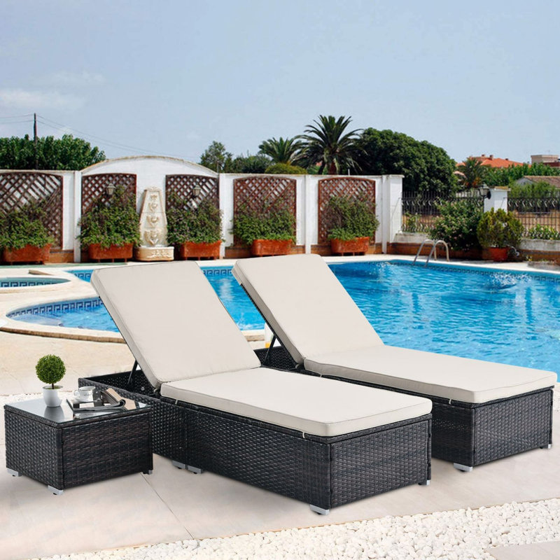 Chaise longue d'extérieur Panhia, Beige