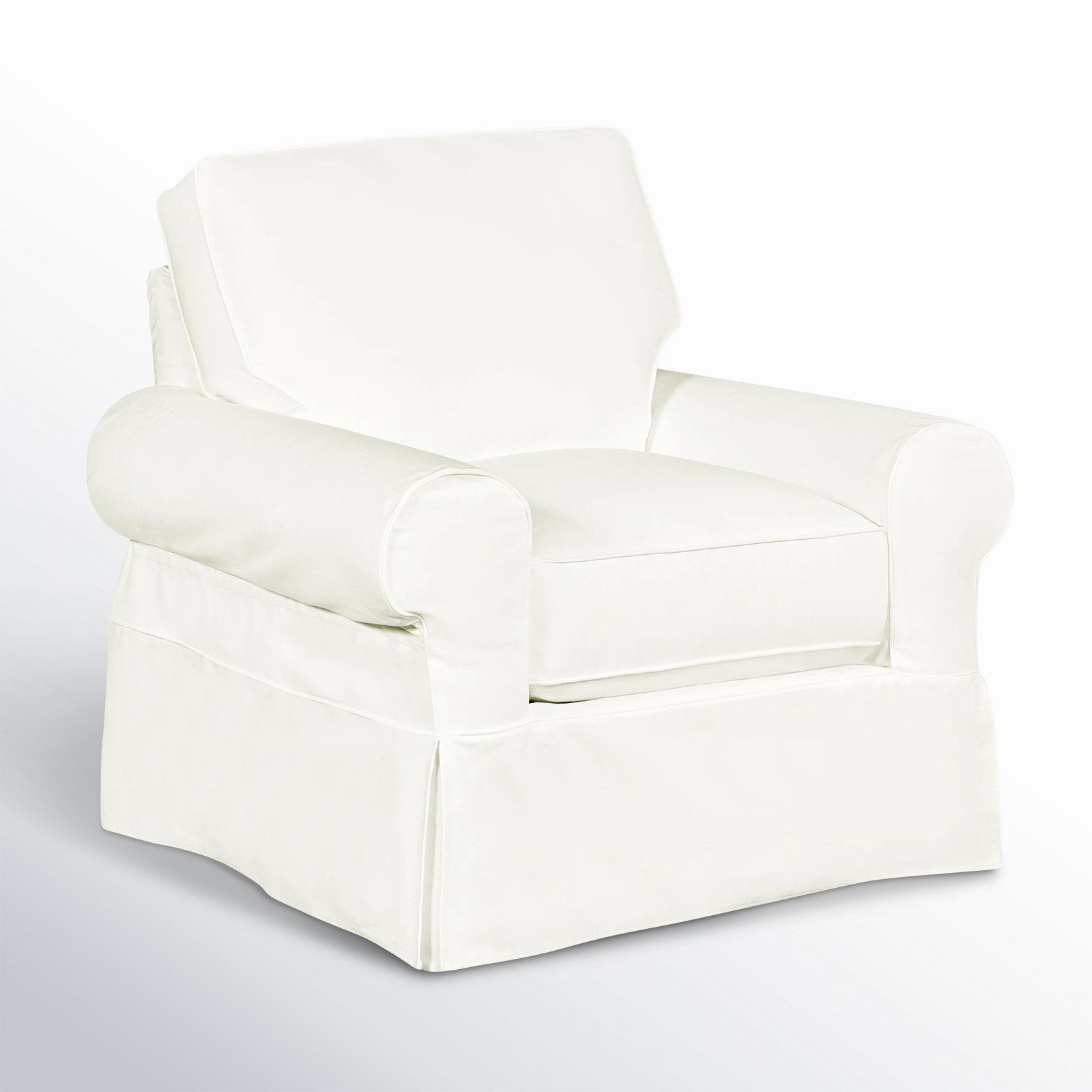 Porter Slipcovered Armchair, Bayou Off White Canvas