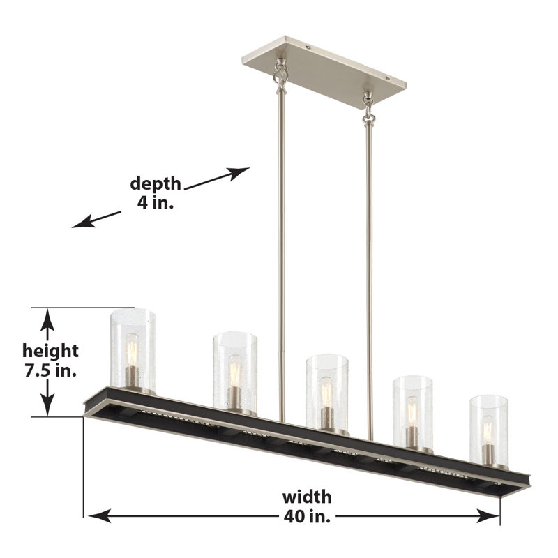 Waban 5 - Light Coal/Brushed Nickel Kitchen Island Pendant