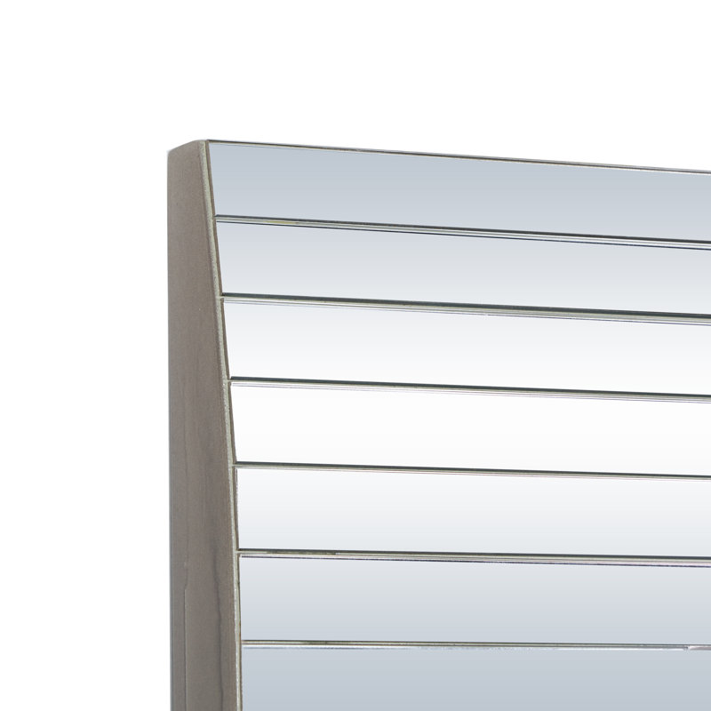 Cole and Grey Glass Wavy Silver Room Floor Mirror with Linear Striped Panels