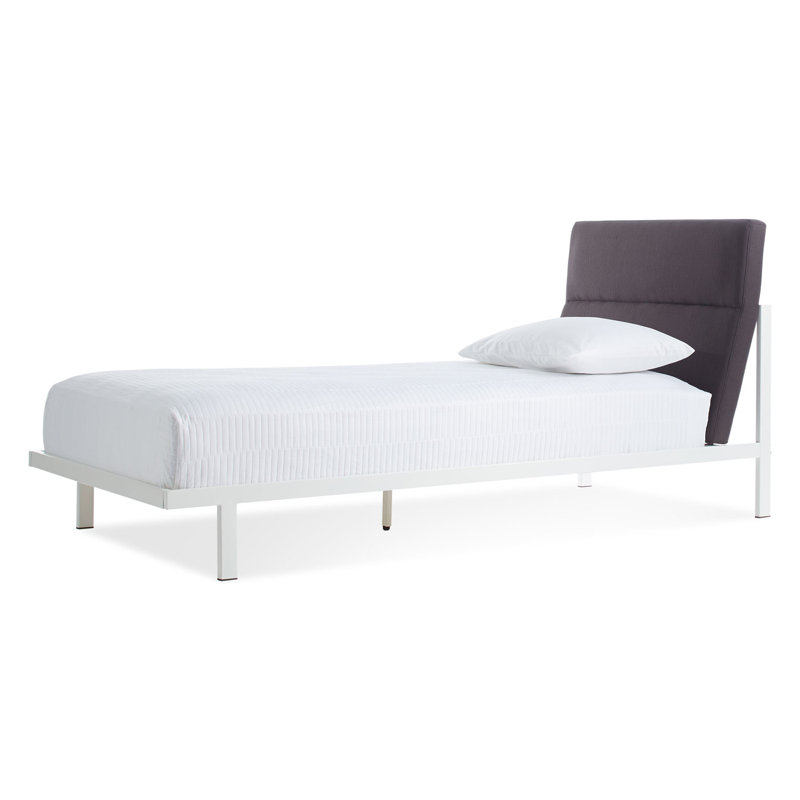 Station Upholstered Bed, Full, White/Iron