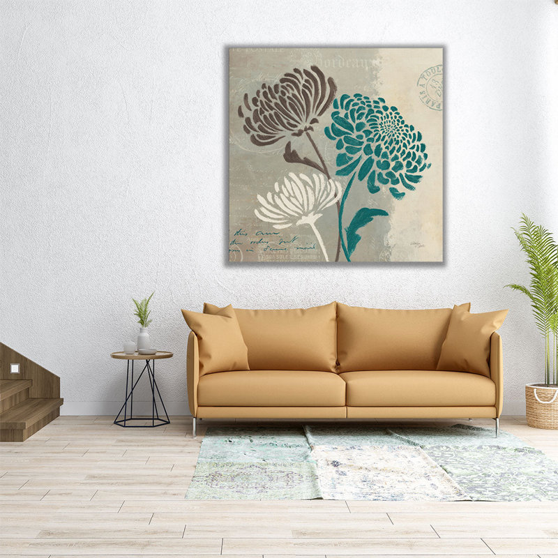 «Chrysanthemums II», reproduction d'art sur toile, H 12 po x l 12 po