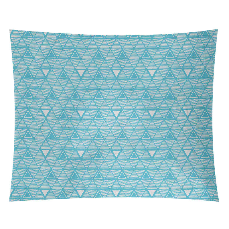 Tapisserie, H 27,5 po x l 37,5 po, Bleu sarcelle / blanc