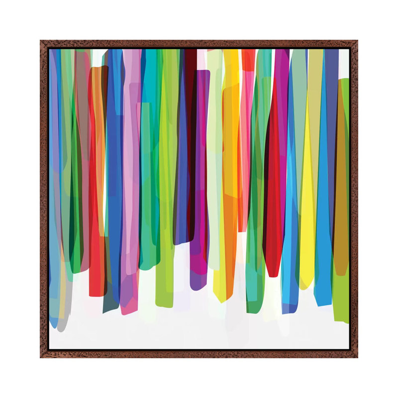 Colorful Stripes II by Mareike Böhmer - Wrapped Canvas Print, Brown Framed, 93.98 cm H x 93.98 cm W