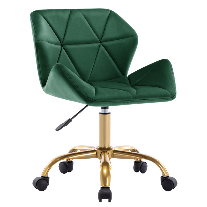Chaise de bureau pivotante en velours Alec, Vert foncé
