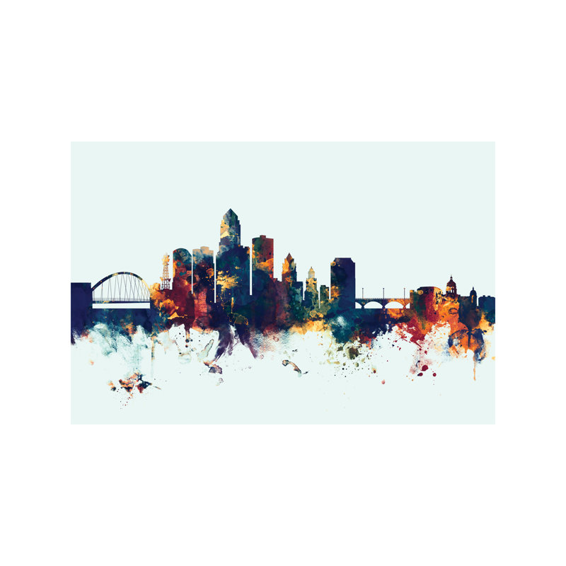 Des Moines, Lowa, USA On Blue by Michael Tompsett - No Frame Print on Canvas, 101.6 cm H x 66.04 cm W x 3.175 cm D