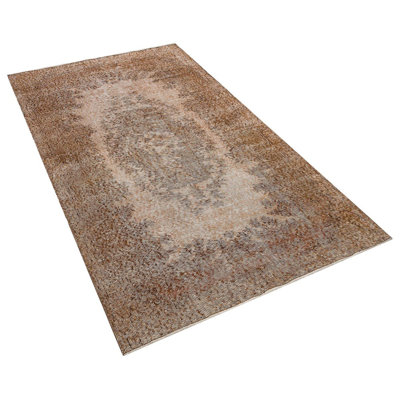 Tapis oriental turc beige en laine noué à la main