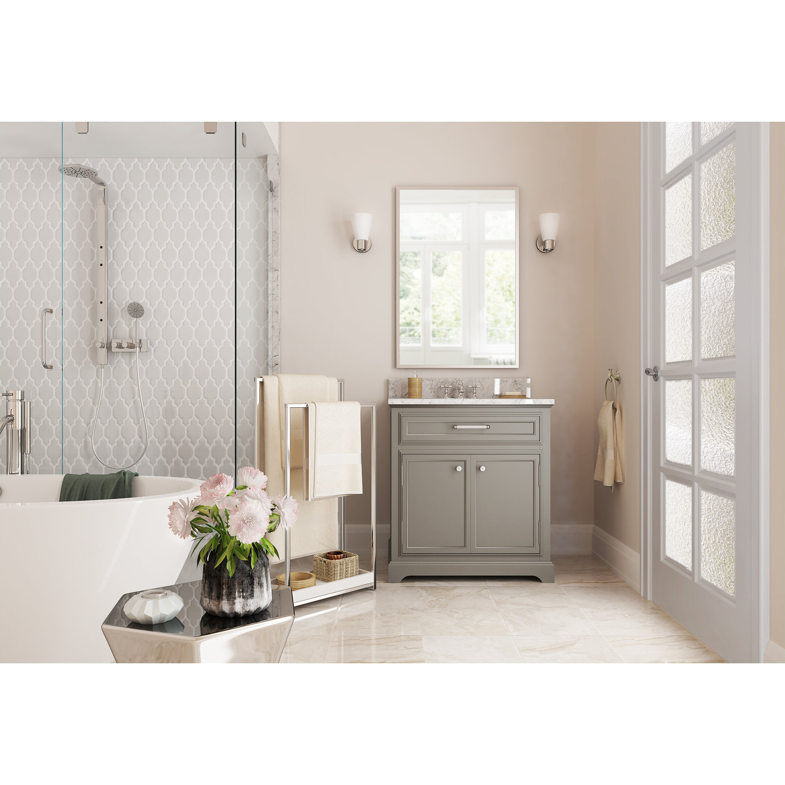 Edenscape 2-Tier Freestanding Towel Rack, Brushed Nickel