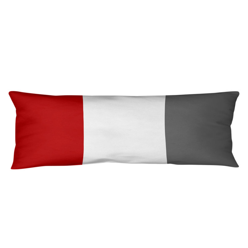 Addison Polyester Medium Pillow, Scarlet/Gray
