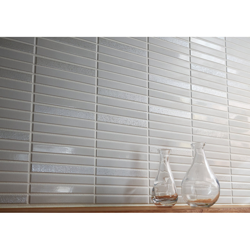 Lungo 0.63" x 6" Ceramic Mosaic Wall Tile, White Mix