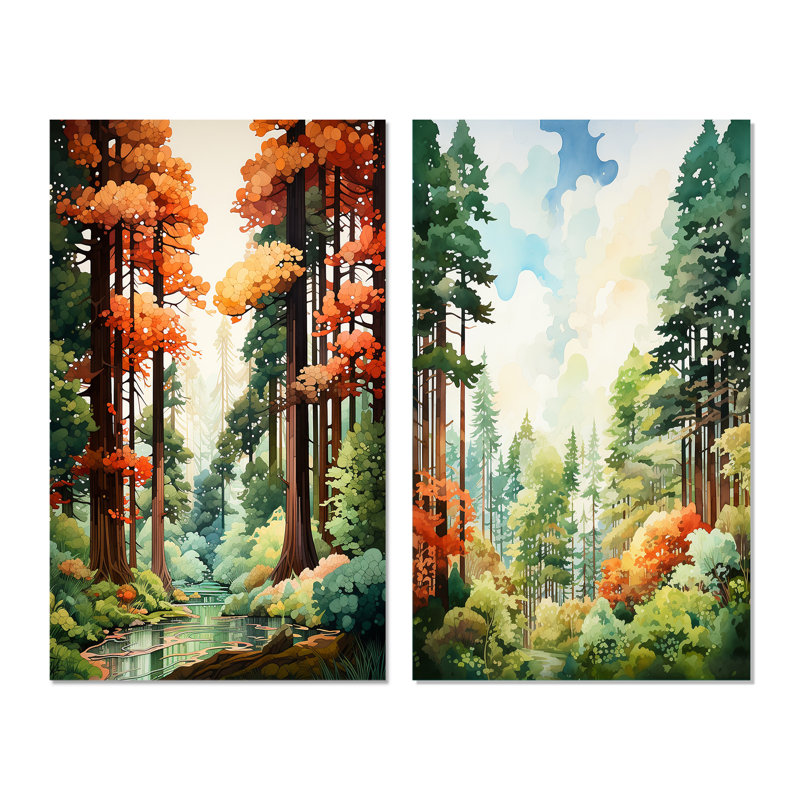 «Redwood Shimmering Tree Heights», 2 pièces, H 24 po x l 20 po, Toile tendue