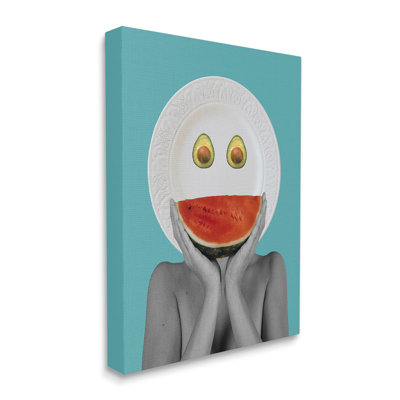 «Quirky Abstract Fruit Plate Head Watermelon Avocado» par Atelier Posters - impression