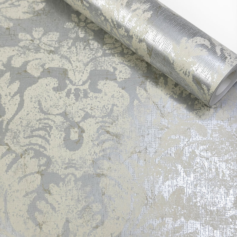 Rouleau de papier peint damassé, Argent argent