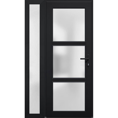 Front Exterior Prehung uPVC Metal-Plastic Door Frosted Glass Manux 8552 White Silk Side Exterior Window Office Commercial and Residential Doors Entrance Patio Garage-W36+12 x H80-Left-hand Inswing