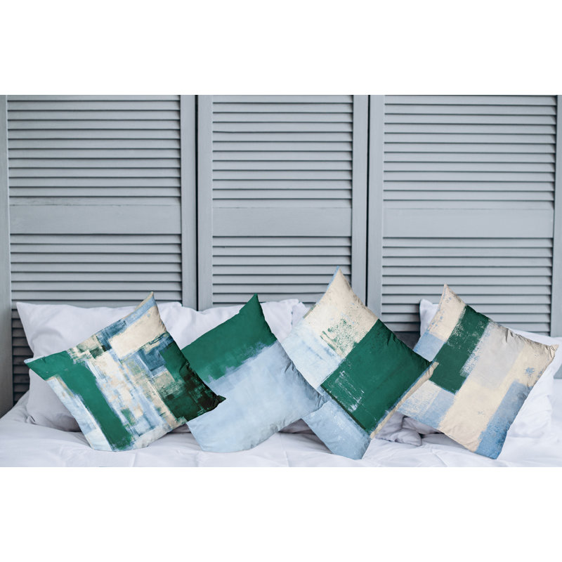 Reversible Pillow Cover, 20" H x 20" W, Hunter Green / Baby Blue