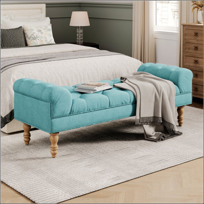 Banc de bout capitonné avec grand repose-pieds rembourré, repose-pieds confortable et accoudoirs roulés pour une utilisation à l'intérieur