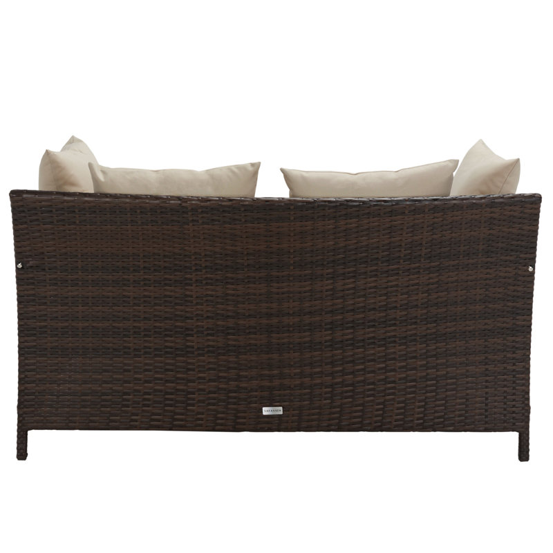 Andromeda Double Chaise Lounge with Cushion, Brown/Sand