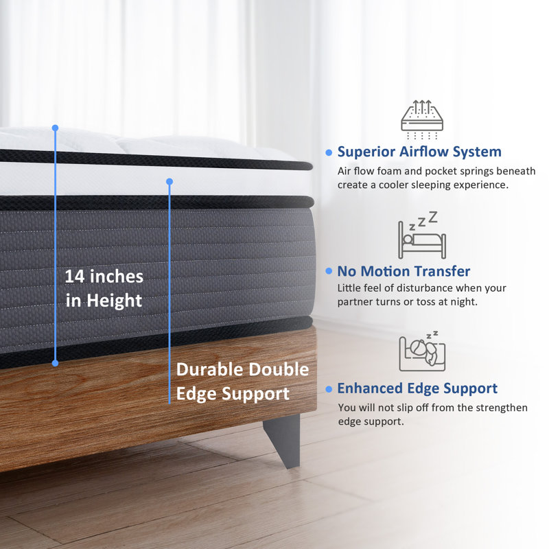 Ravalli Medium Pillow Top Pocket Spring With Gel Memory Foam Hybrid Mattress In A Box, 12", Full