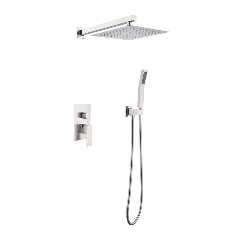 Pomme de douche de luxe pour salle de bain 10 pouces - Fixation murale, nickel brossé, buse autonettoyante, compatible avec le tuyau de raccordement standard américain 10 "