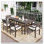 Ensemble de salle à manger 7 pièces en bois d'acacia avec chaises empilables (gris)-1479873097