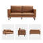 Causeuse à accoudoirs carrés en similicuir 65 po avec coussins réversibles Ashvini-1833888231