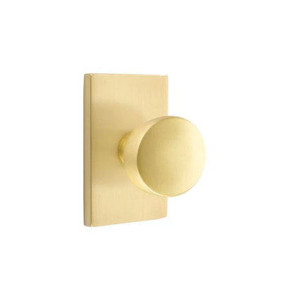 Ensemble de mortaise intérieure Emtek Passage avec rosette rectangulaire moderne et bouton Laurent (LH)