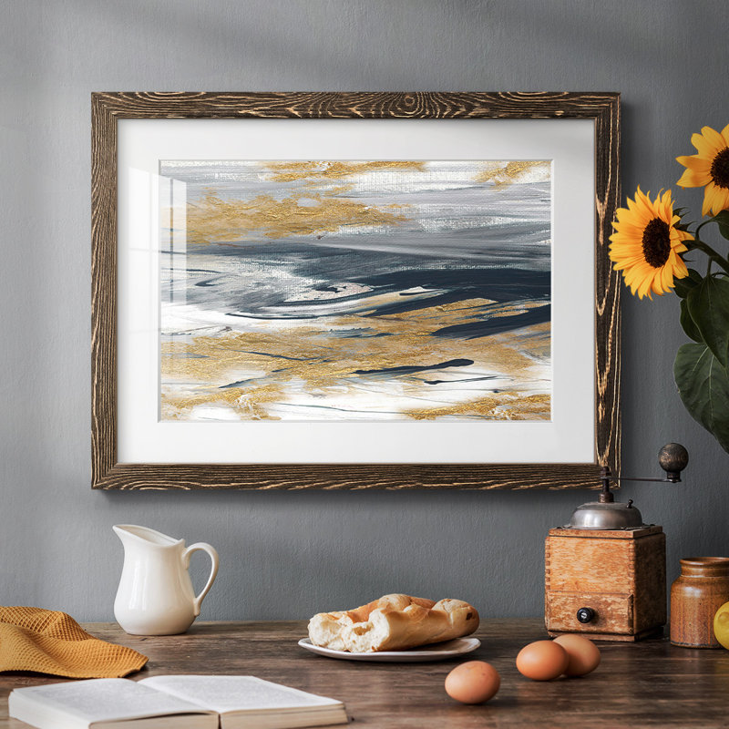 Tumultuous Navy Framed On Paper Print, H 18 po x l 26 po x P 1,5 po, Noyer