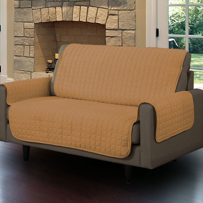 Housse pour causeuse à coussins carrés/rectangulaires suédé, Microfibre chameau