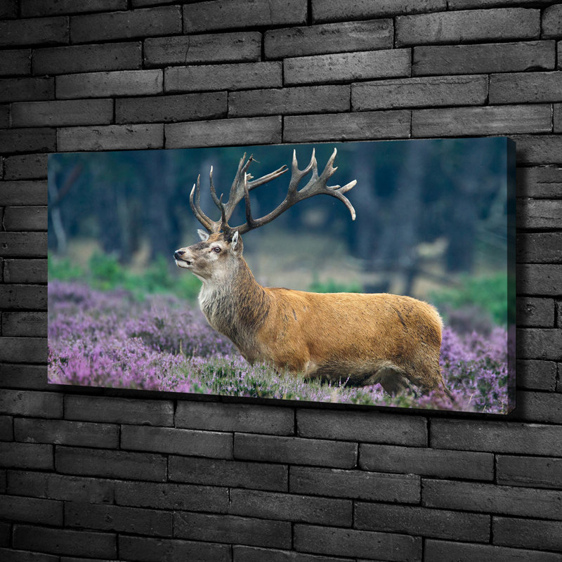 Deer Among Lavender - Wrapped Canvas Print