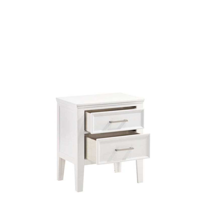 Table de chevet 2 tiroirs Jonnathan, Blanc