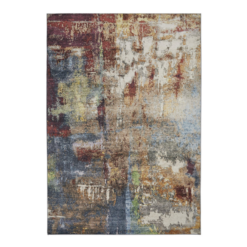 Lux Abstract Ultra soft Stain Guarded Grey/Brown/Multicolour Area Rug, Rectangle 160 x 230cm