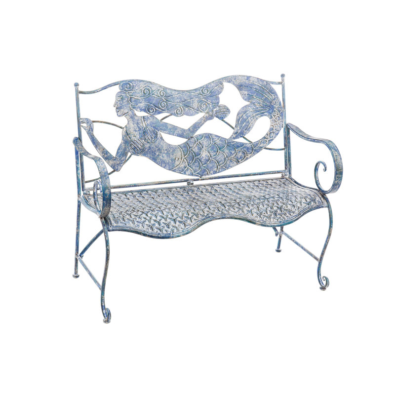 43" Mermaid Metal Garden Patio Bench