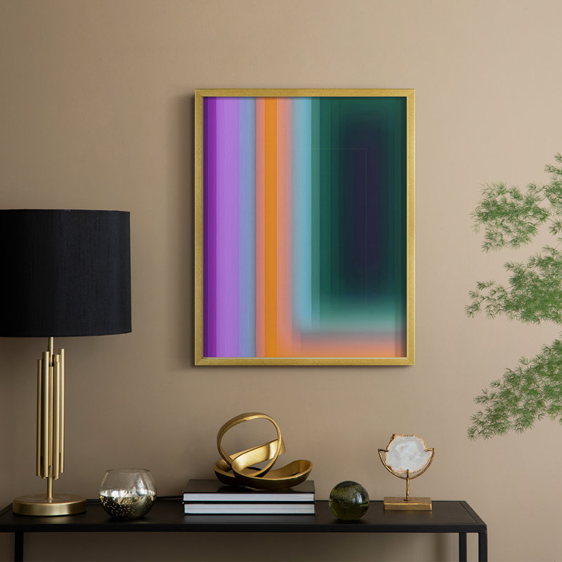 «Glitch Sequence I», reproduction encadrée - bois massif, H 11 po x l 9 po, Doré