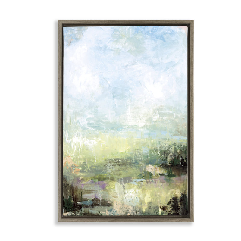 Cadre flottant Emerald Coast Landscape, design par Wani Pasion, H 31 po x l 21 po, Cadre flottant orme Montalcino