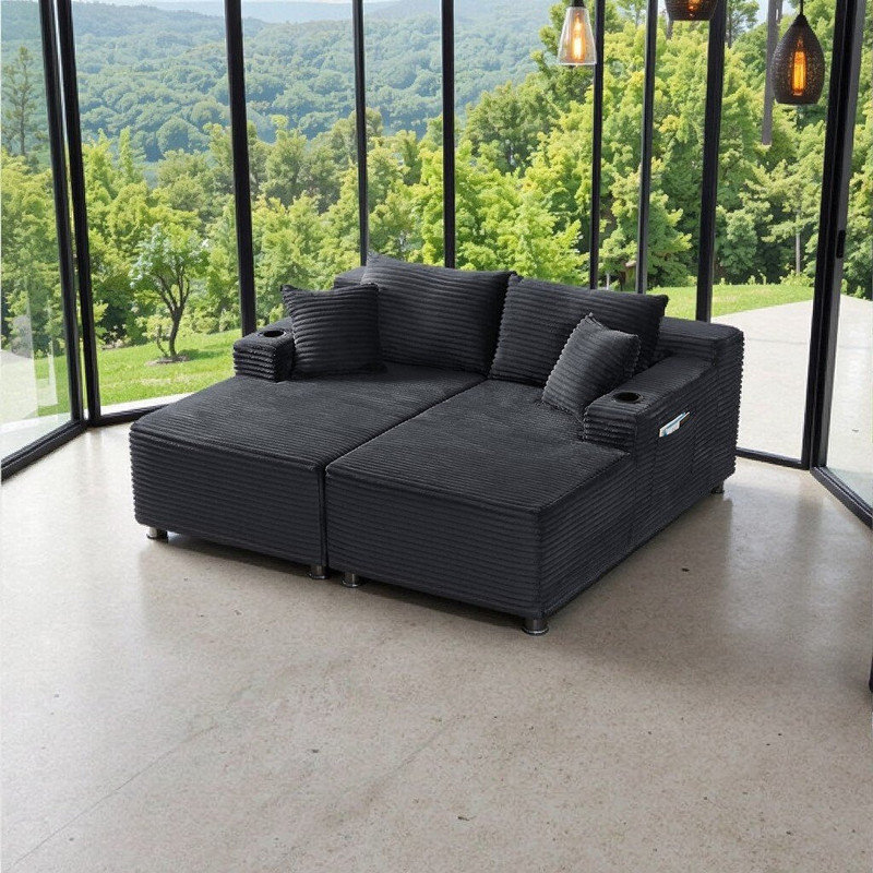 Canapé modulaire modulaire en U avec support à ressorts ensachés - conception personnalisable sans assemblage, Gris