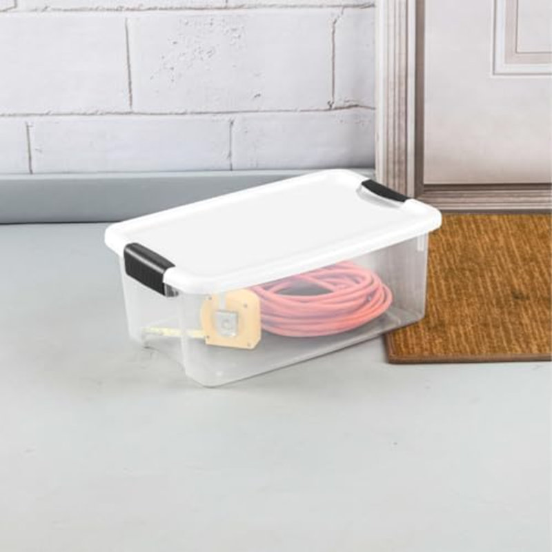 Ensemble de 6 boîtes à loquet, bacs de rangement avec couvercles, plastique transparent, 18 pintes - Contenants de rangement robustes pour placard, salle de bain et bureau