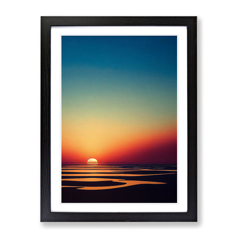 Shimmering Sunset - Single Picture Frame Print, 64cm H x 46cm W x 2cm D, Black Framed