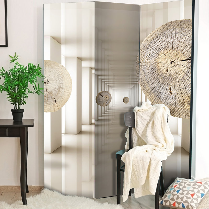 135cm W x 172cm H Solid Wood Folding Room Divider, 3
