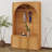 Arched Hall Tree With Storage Bench, 4 Golden Hooks, Entryway Bench With 3 Cabinets And Adjustable Shelves-1379515079