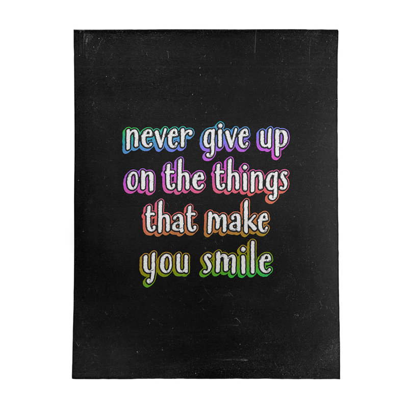 Tapis en chenille de polyester Quotes Joy & Perseverance, Rectangle 5 pi x 7 pi