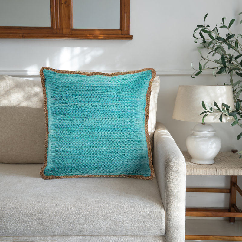 Housse et insert de coussin carré Ingrassellino, Bleu sarcelle, Polyester