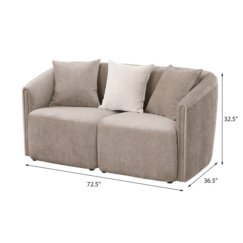 Ensemble de canapé rembourré en chenille 2 pièces Latte